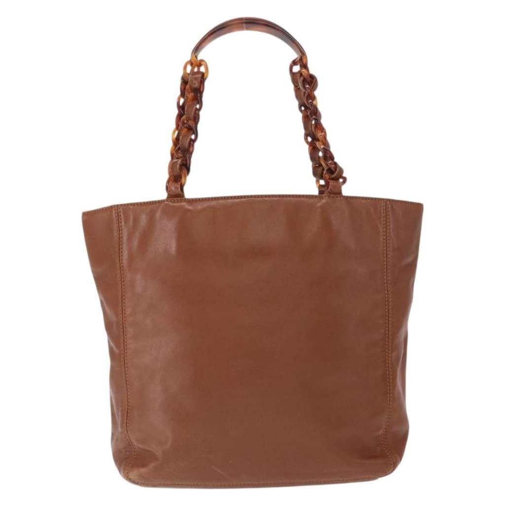Chanel Vintage CC Resin Chain Tote Brown Leather Fair condition - Back View