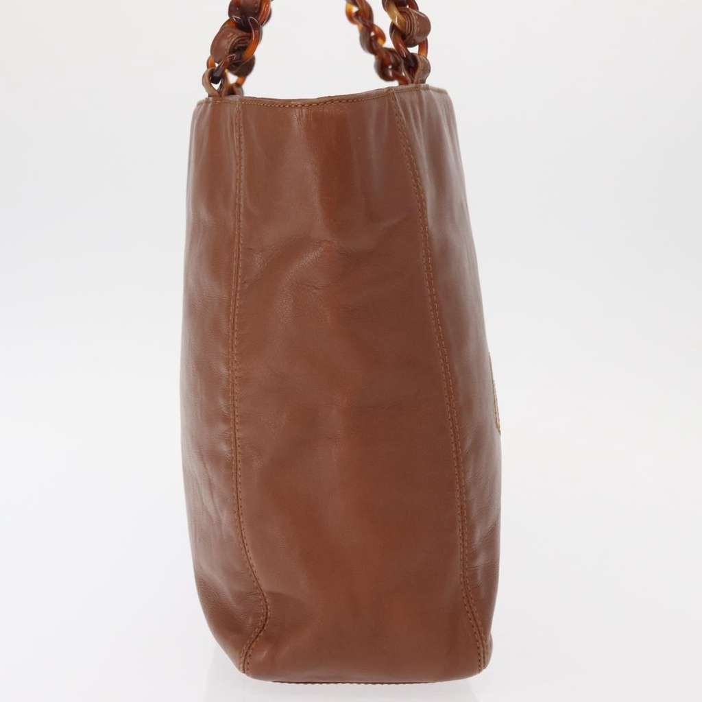 Chanel Vintage CC Resin Chain Tote Brown Leather Fair condition - Model View