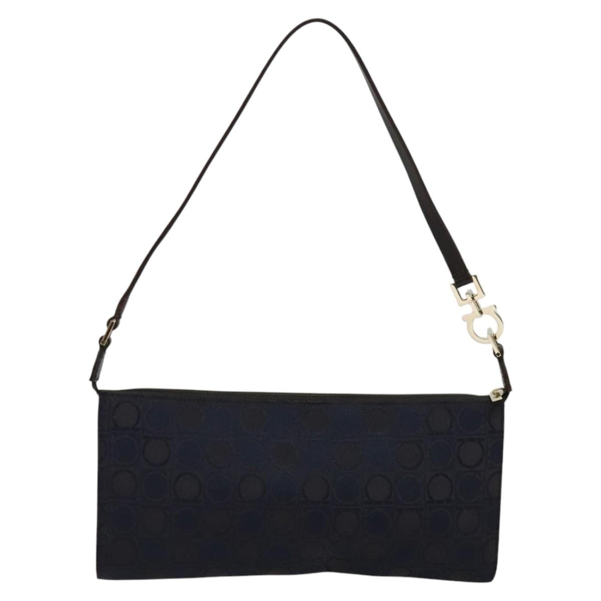 Salvatore Ferragamo Gancini handbag Navy Canvas Good condition - Back View