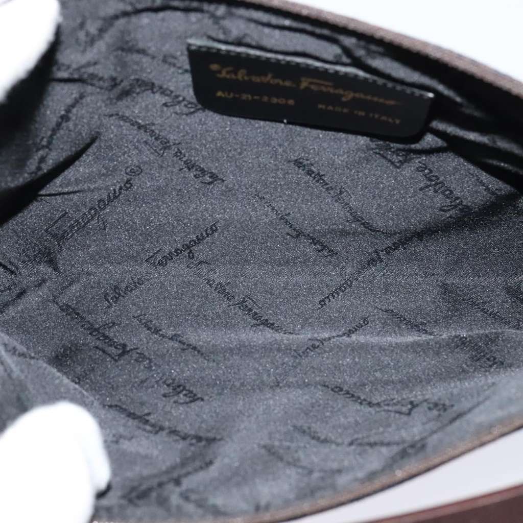 Salvatore Ferragamo Gancini handbag Navy Canvas Good condition - Box View