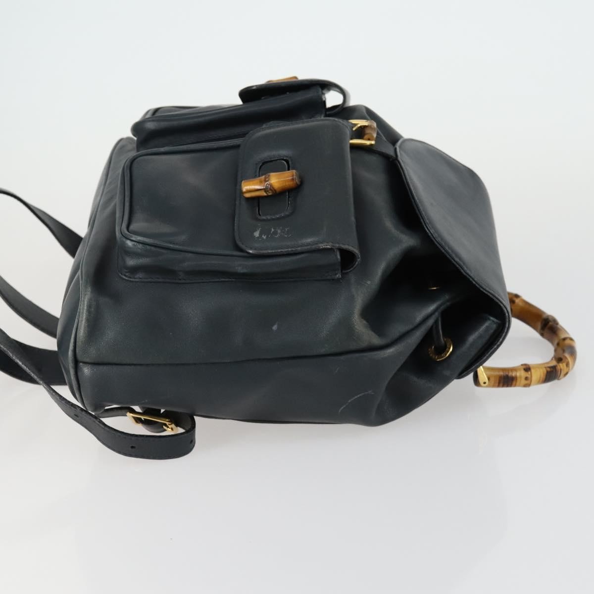 Gucci Vintage Bamboo Backpack Black Leather Good condition - Inside View