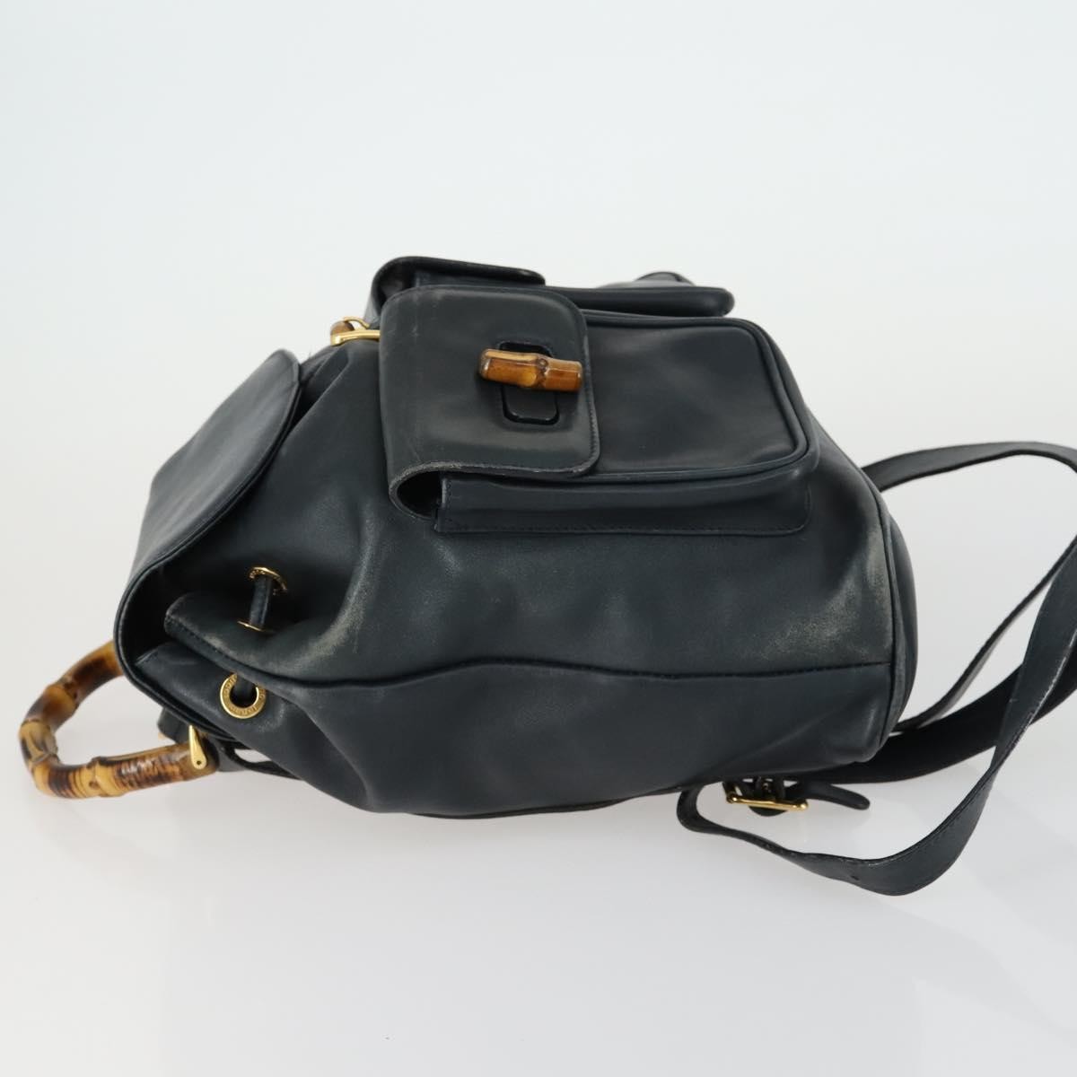 Gucci Vintage Bamboo Backpack Black Leather Good condition - Model View