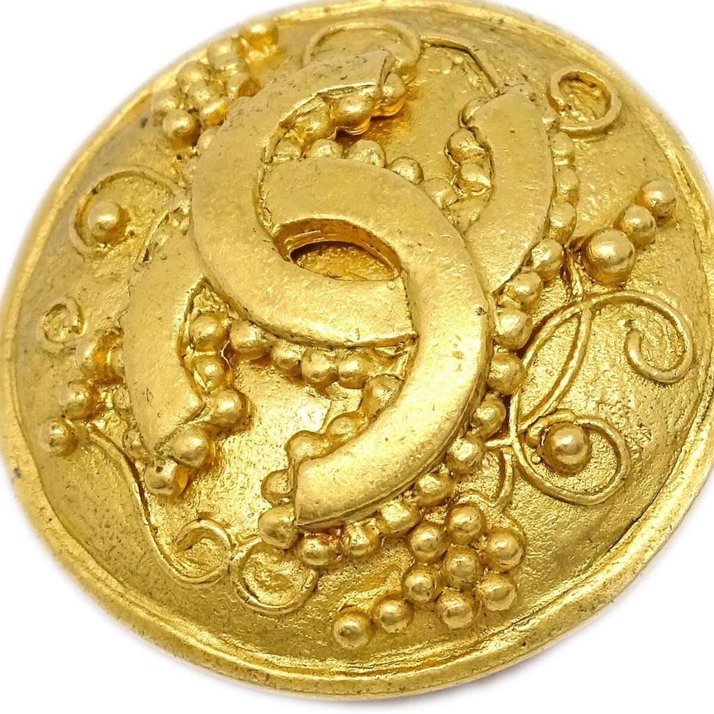 Chanel Vintage Round CC Clip-On Earrings Gold Good condition - Inside View