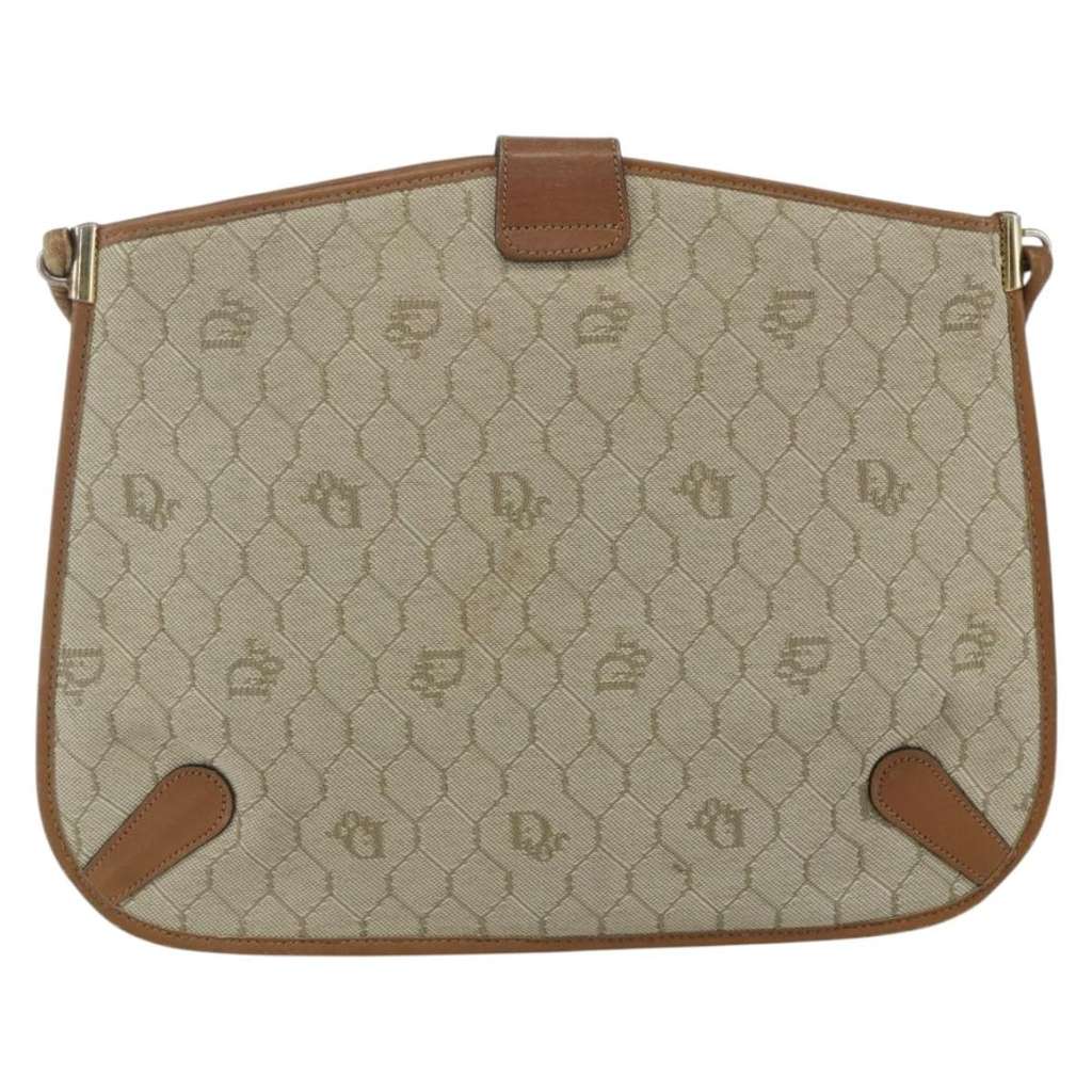 Christian Dior Vintage Honeycomb Shoulder Bag Beige Canvas Good condition - Back View