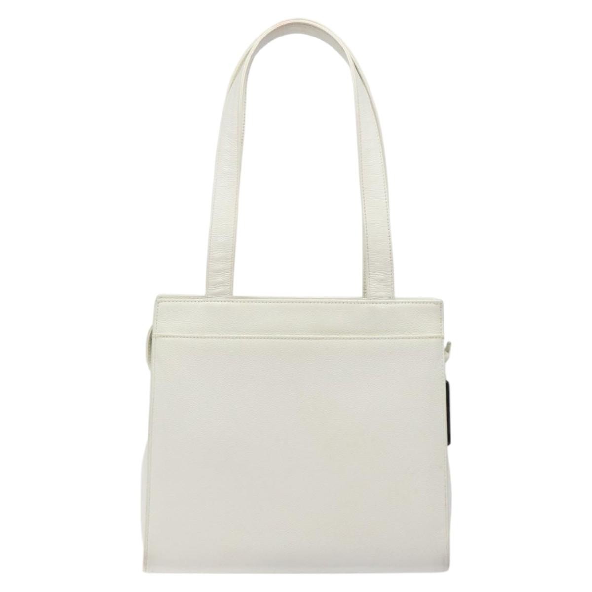 Chanel Vintage CC Lock Tote White Leather Good condition - Back View