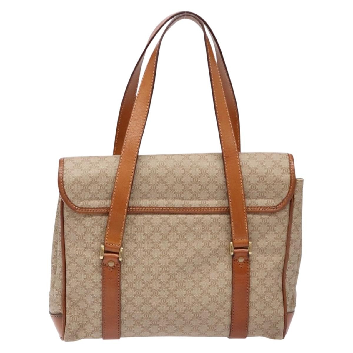 Celine Vintage Macadam Shoulder Bag Beige Canvas Good condition - Back View