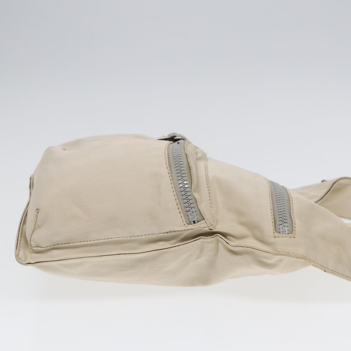 Fendi Vintage Double Pocket Zip Shoulder Bag Beige Canvas Good condition - Model View