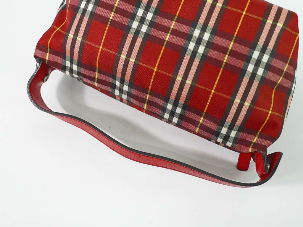 Burberry Nova Check Handbag Red Canvas Good condition - Box View