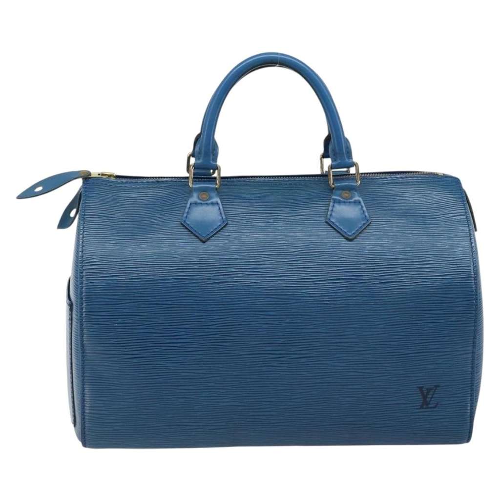 Louis Vuitton Speedy Handbag Blue Leather Good condition - Back View