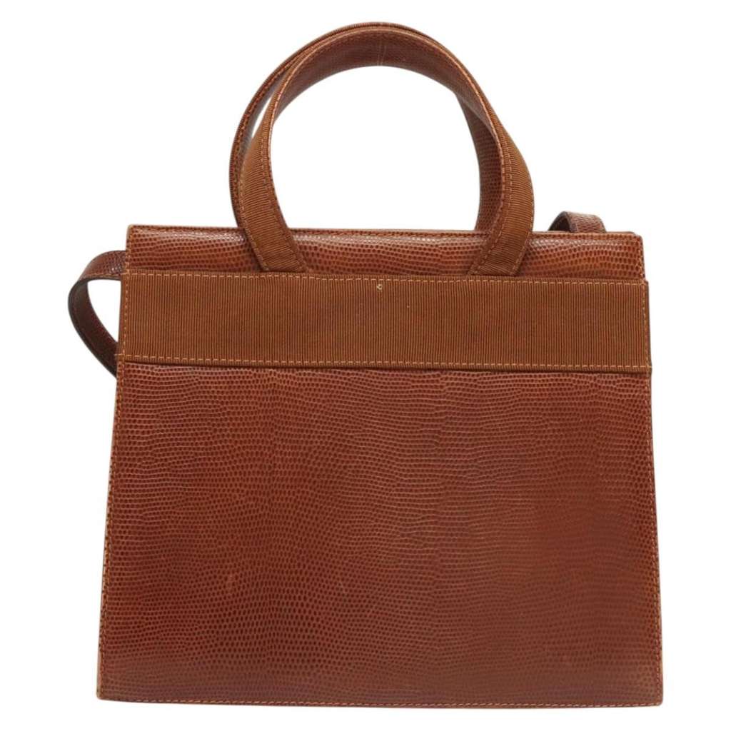 Salvatore Ferragamo Convertible Vara Bow Tote Brown Leather Good condition - Back View