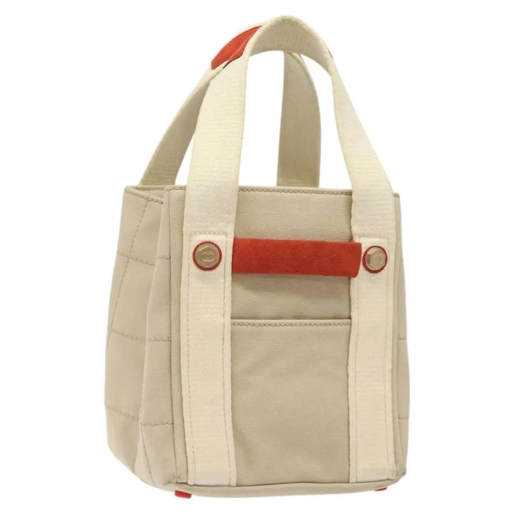 Chanel Chocolate Bar Coco Mark handbag Beige Canvas Good - Front View
