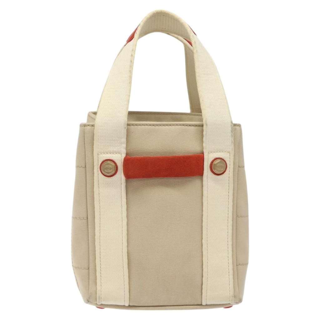 Chanel Chocolate Bar Coco Mark handbag Beige Canvas Good condition - Back View