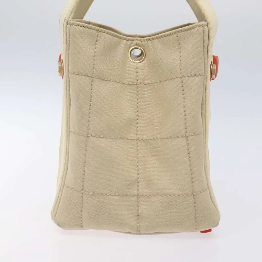 Chanel Chocolate Bar Coco Mark handbag Beige Canvas Good - Inside View