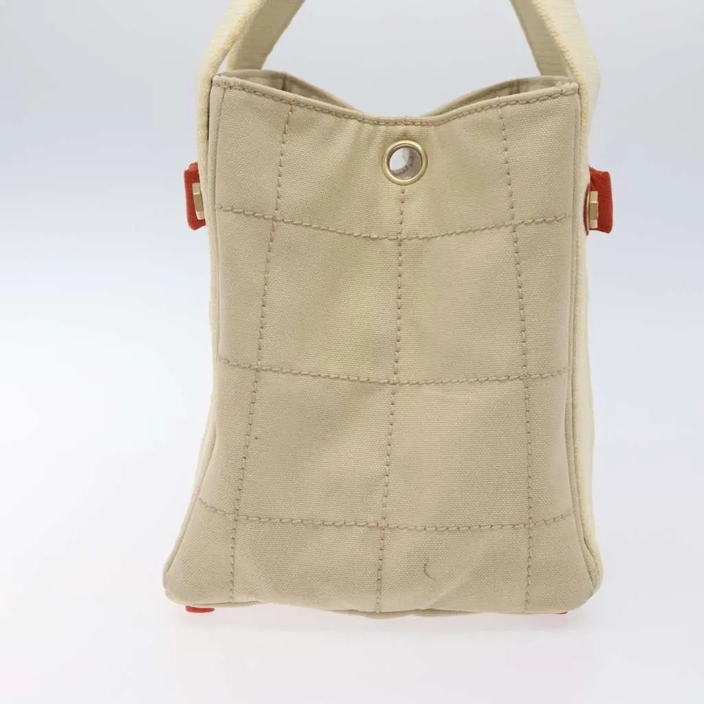 Chanel Chocolate Bar Coco Mark handbag Beige Canvas Good - Model View