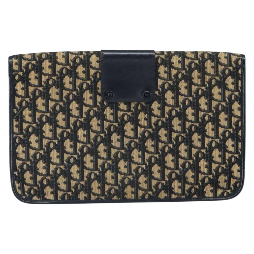 Christian Dior Vintage Trotter Pouch Navy Canvas Good condition - Back View