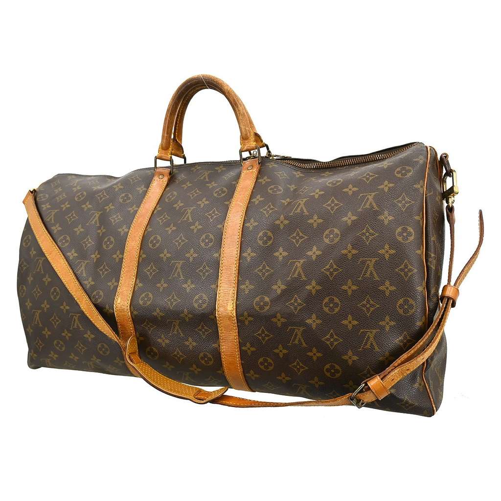 Louis Vuitton Keepall Bandouliere Bag Brown Canvas Fair condition - Back View