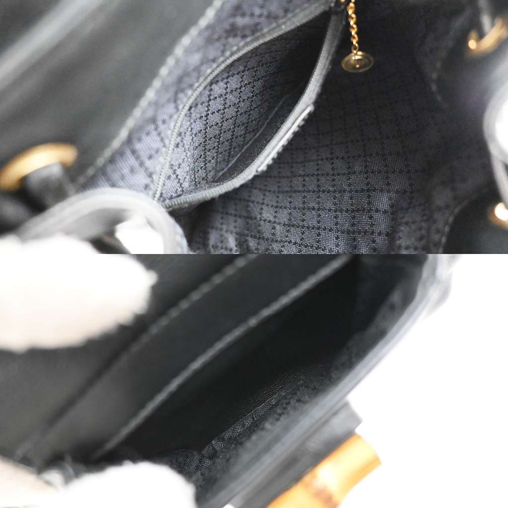 Gucci Vintage Bamboo Backpack Black Leather Good condition - Box View