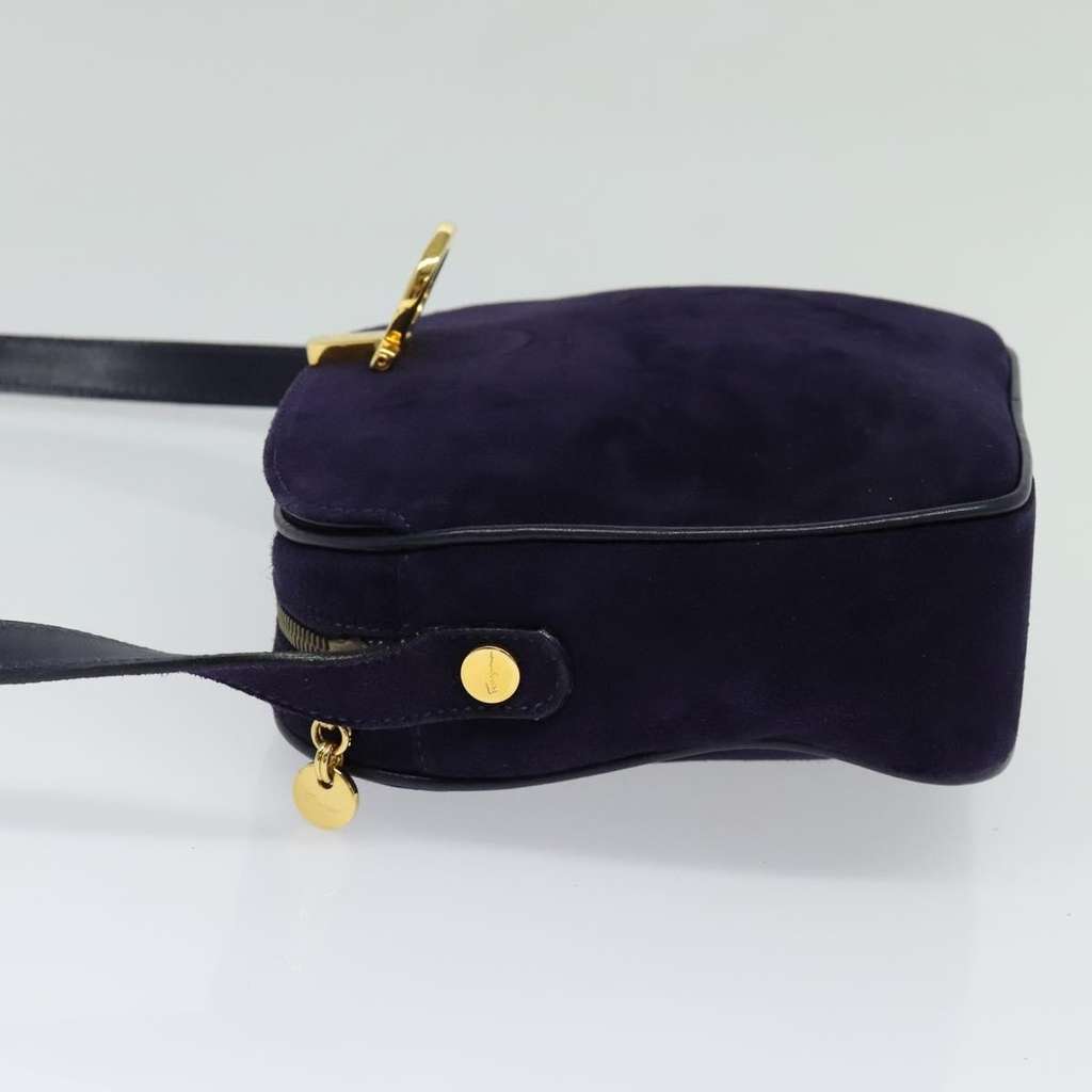 Salvatore Ferragamo Gancini Shoulder Bag Purple Suede Good condition - Inside View