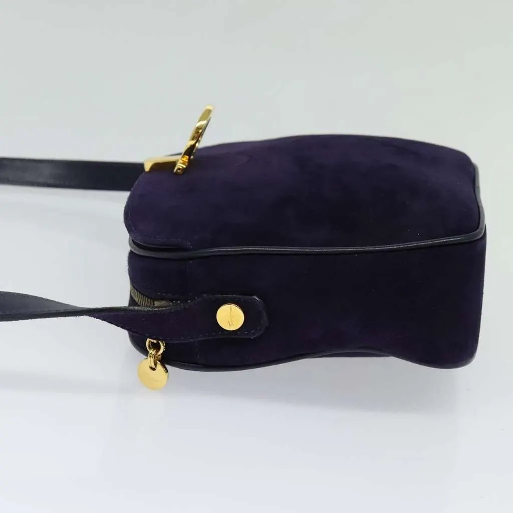 Salvatore Ferragamo Gancini Shoulder Bag Purple Suede Good - Inside View