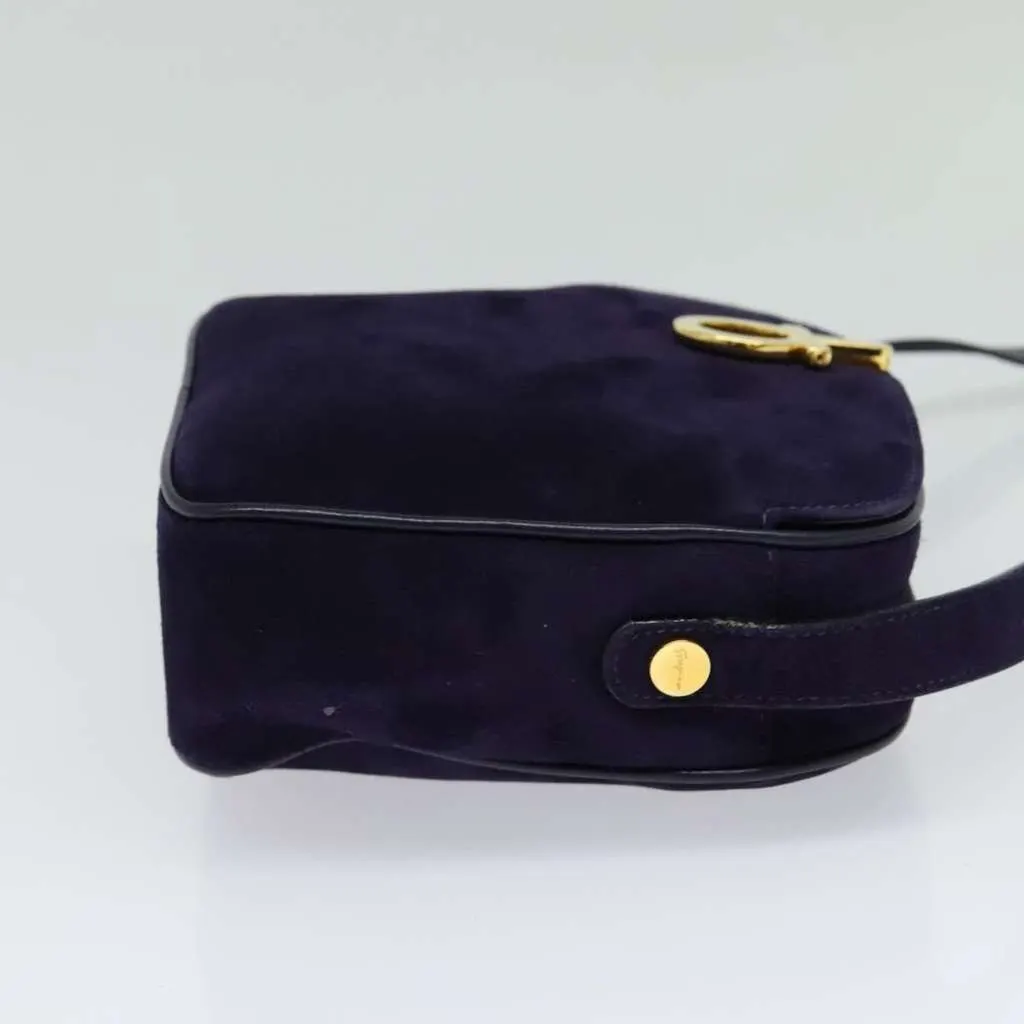 Salvatore Ferragamo Gancini Shoulder Bag Purple Suede Good - Model View