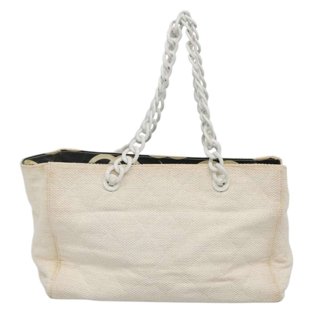 Chanel CC Resin Chain Tote White Wood Good condition - Back View