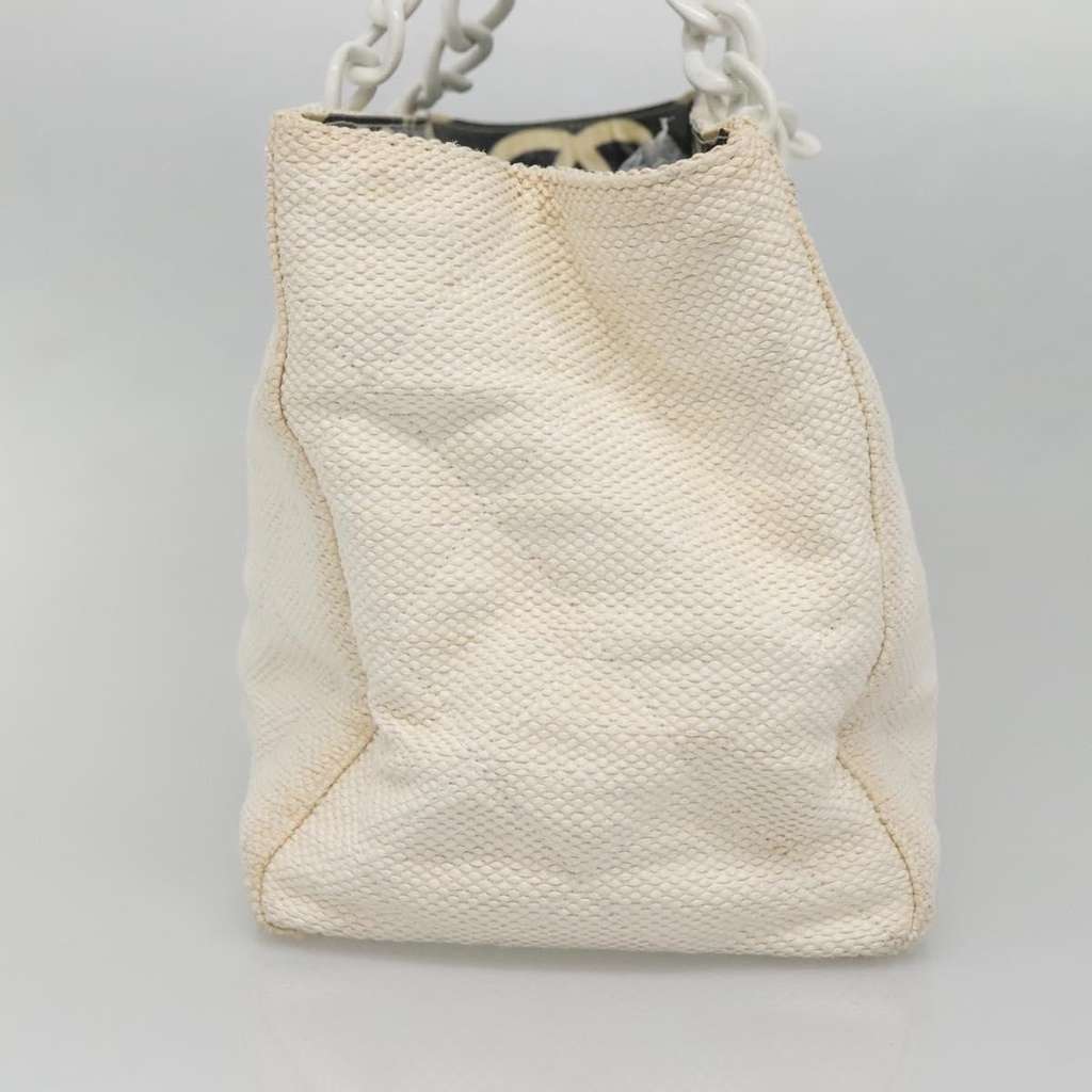 Chanel CC Resin Chain Tote White Wood Good condition - Inside View