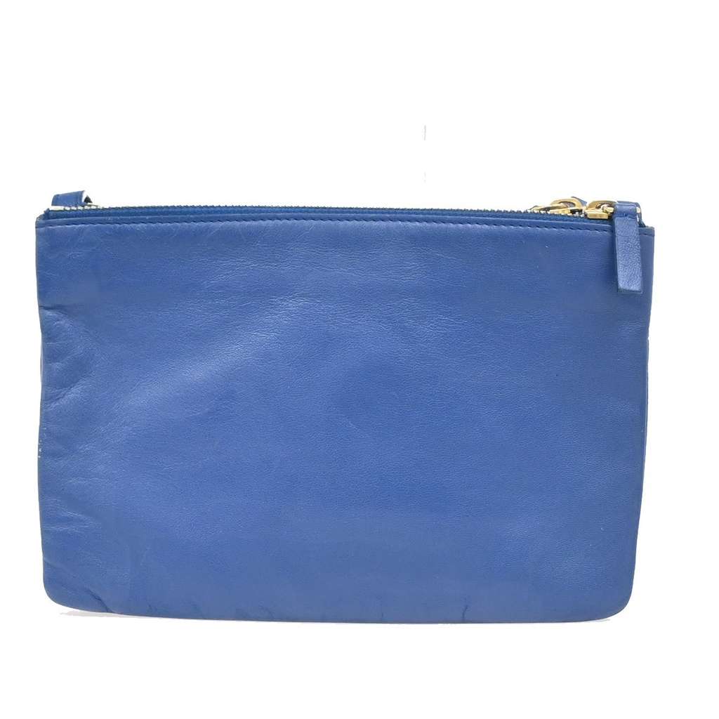 Celine Trio Crossbody Bag Blue Leather Good condition - Back View