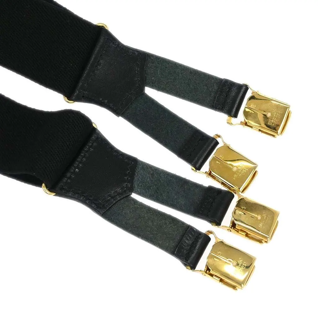 Chanel Logo Suspenders Black Canvas Good - Inside View