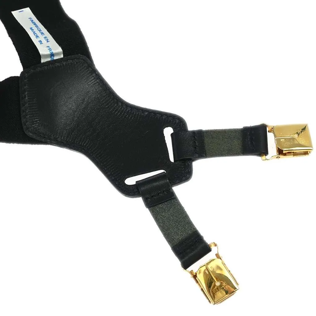 Chanel Logo Suspenders Black Canvas Good - Model View