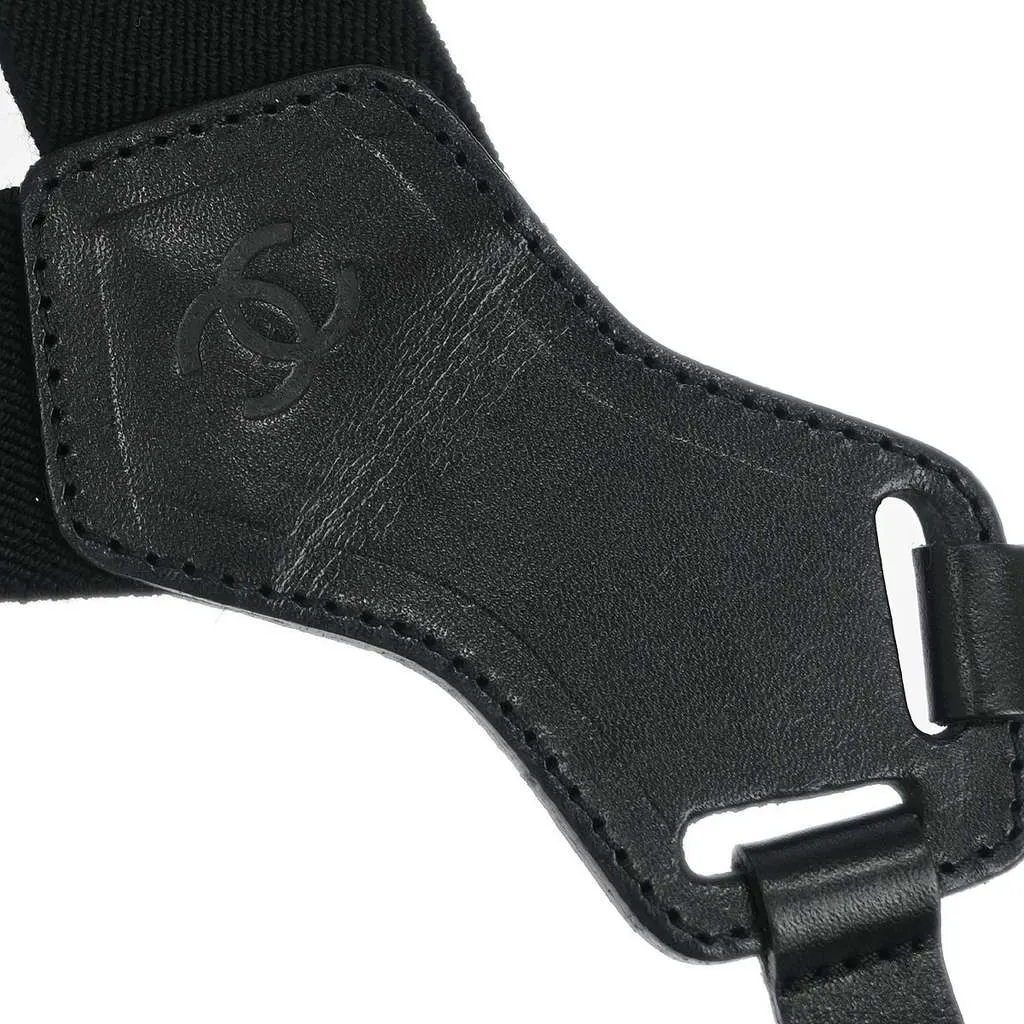 Chanel Logo Suspenders Black Canvas Good - Box View
