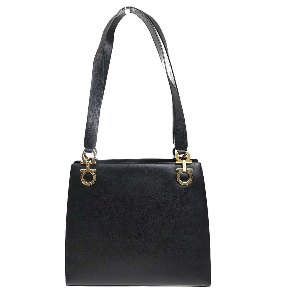 Salvatore Ferragamo Gancini Shoulder Bag Black Leather Good condition - Back View