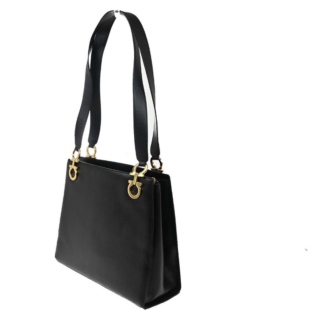 Salvatore Ferragamo Gancini Shoulder Bag Black Leather Good condition - Model View