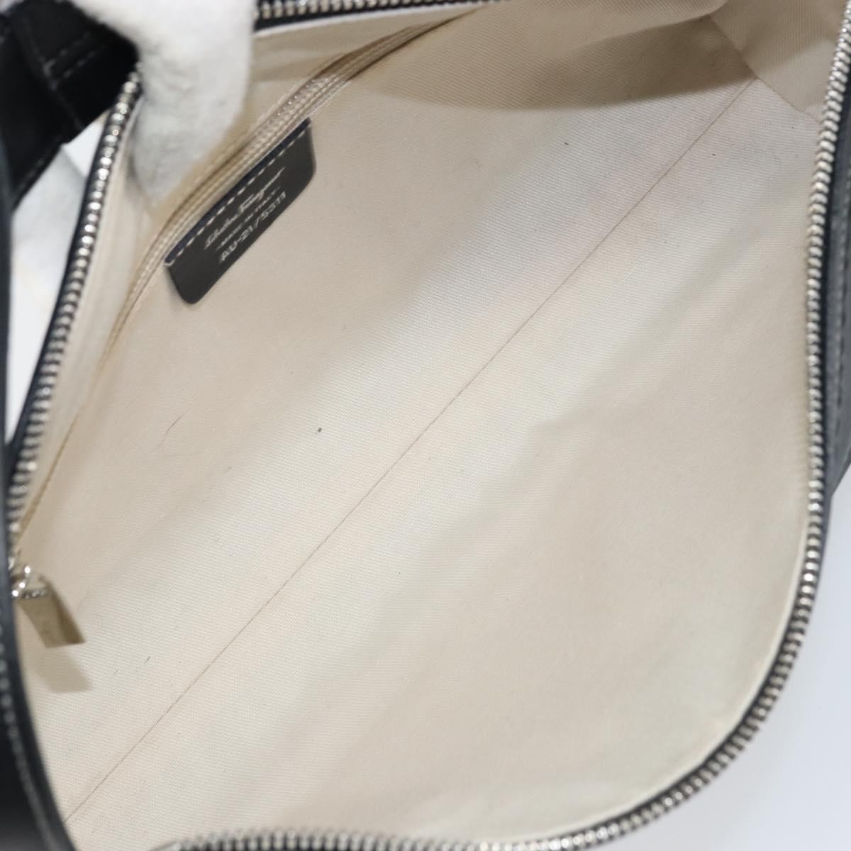 Salvatore Ferragamo Gancini Shoulder Bag Black Leather Good condition - Box View