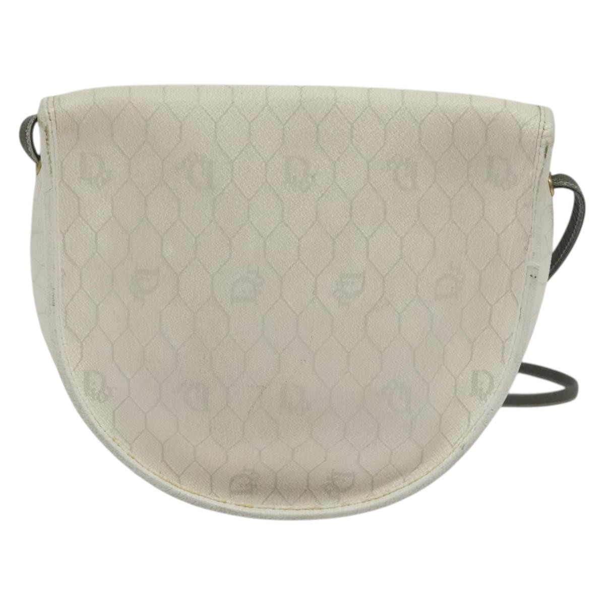 Christian Dior Vintage Honeycomb Shoulder Bag White Canvas Good condition - Back View