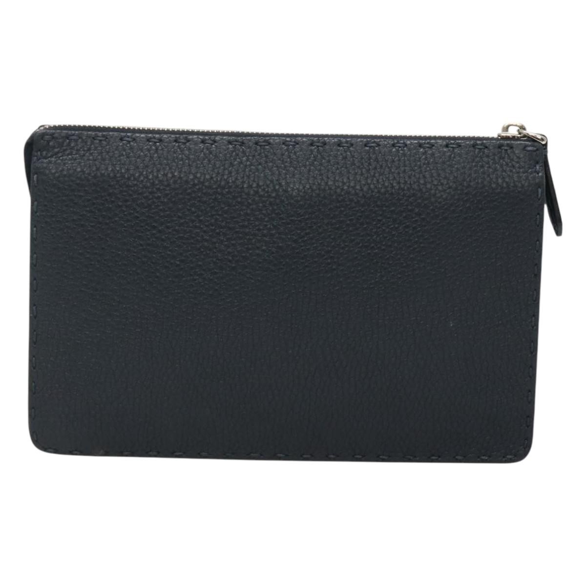 Fendi Selleria Zip Pouch Black Leather Good condition - Back View