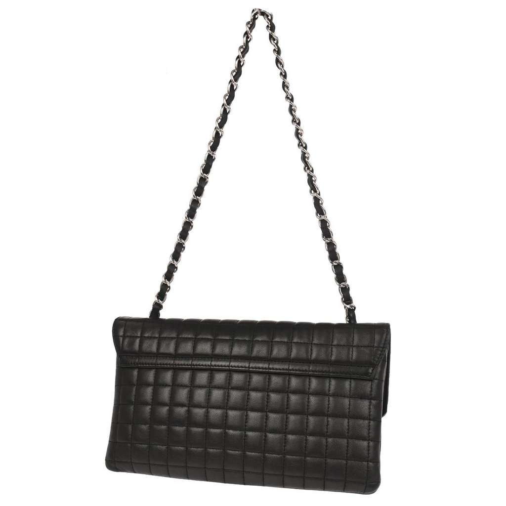 Chanel Camellia No.5 Chain Flap Bag Black Leather Good condition - Back View