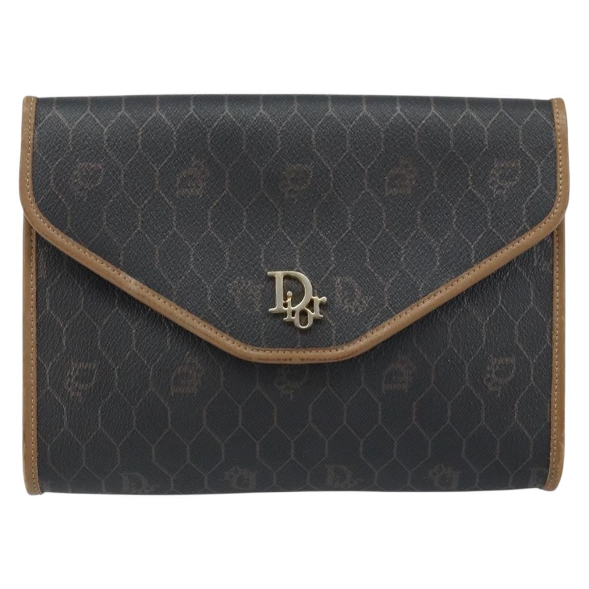 Christian Dior Vintage Honeycomb chain Black Canvas Fair condition - Back View