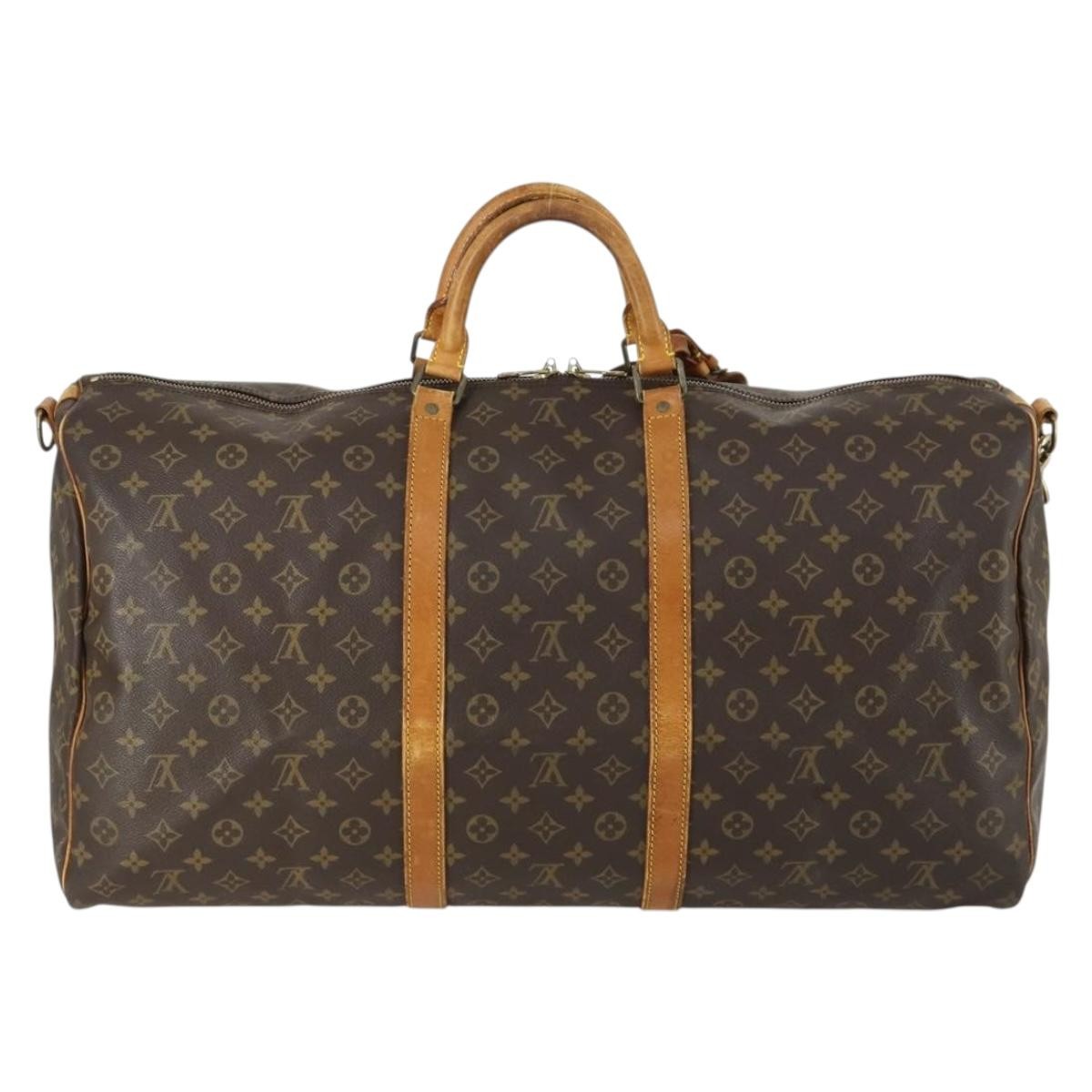 Louis Vuitton Keepall Bandouliere Bag Brown Canvas Fair condition - Back View