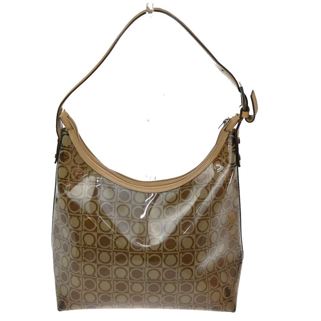 Salvatore Ferragamo Gancini Shoulder Bag Brown Plastic Good condition - Back View