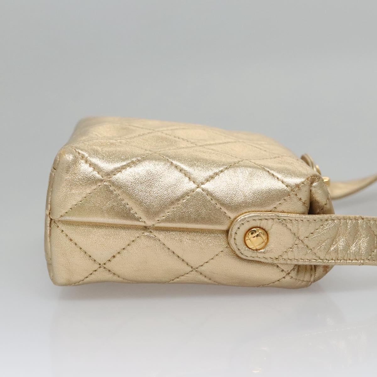 Chanel Vintage CC Fold Over Shoulder Bag Gold Leather Good condition - Inside View