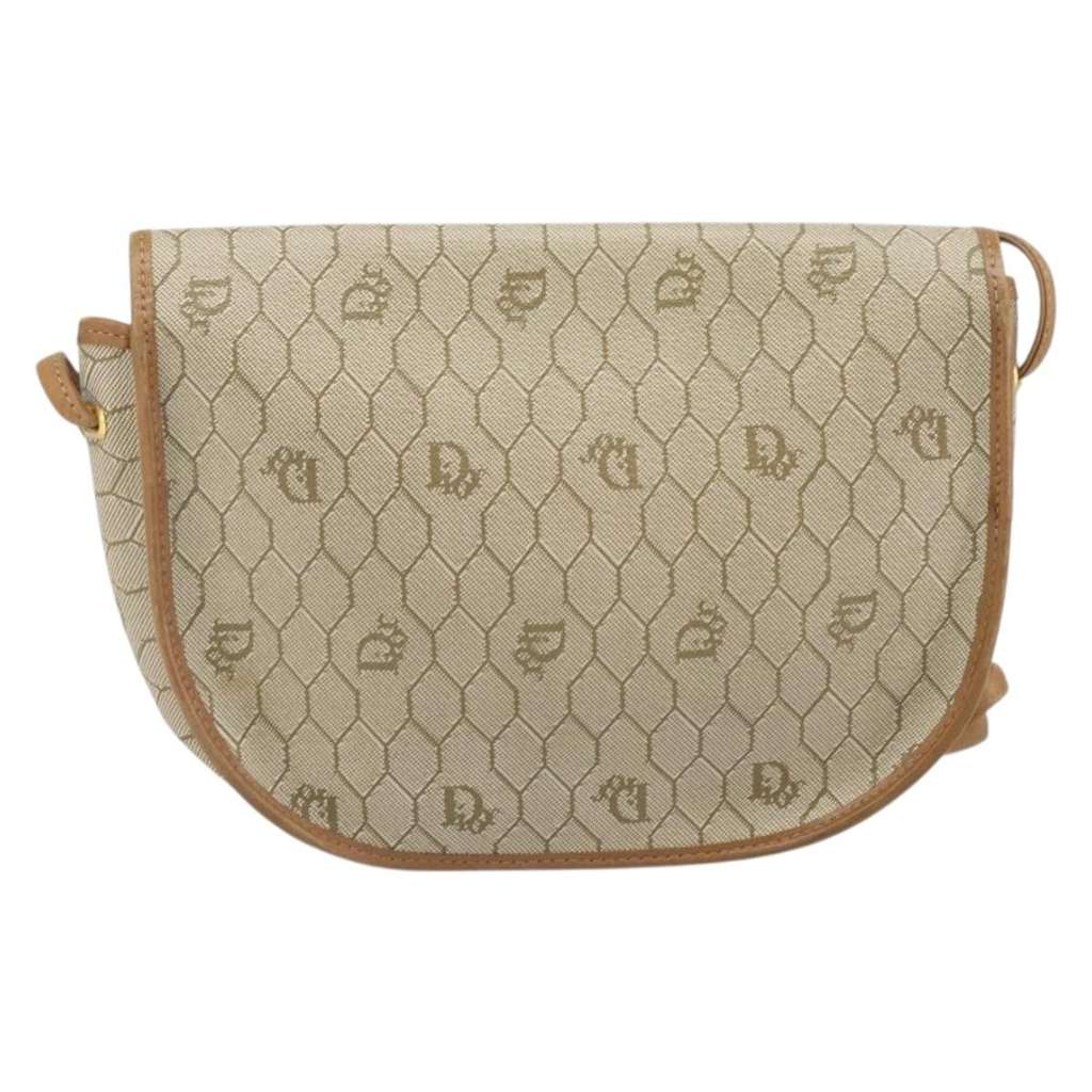 Christian Dior Vintage Honeycomb Shoulder Bag Beige Canvas Good condition - Back View