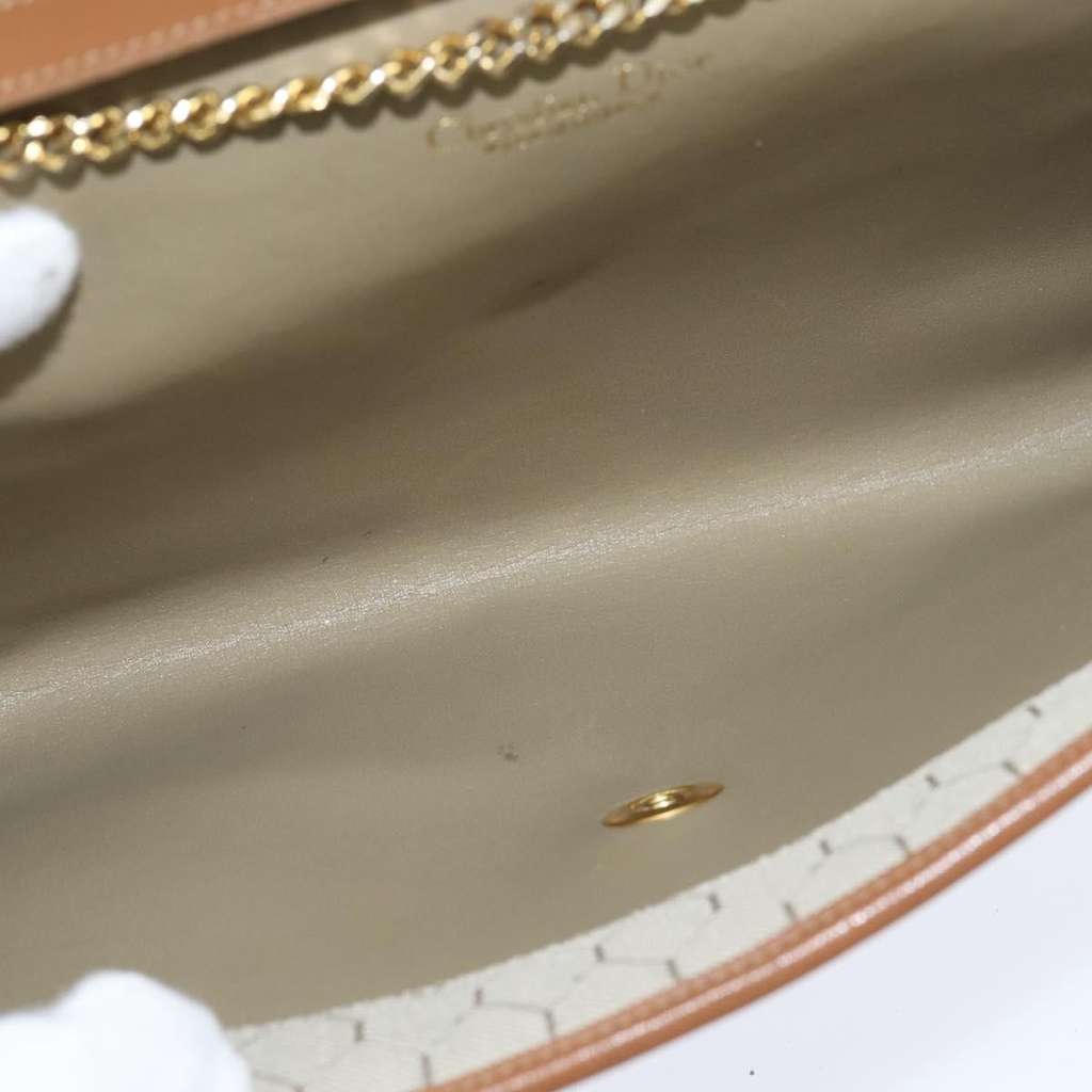Christian Dior Vintage Honeycomb chain Beige Canvas Good condition - Box View