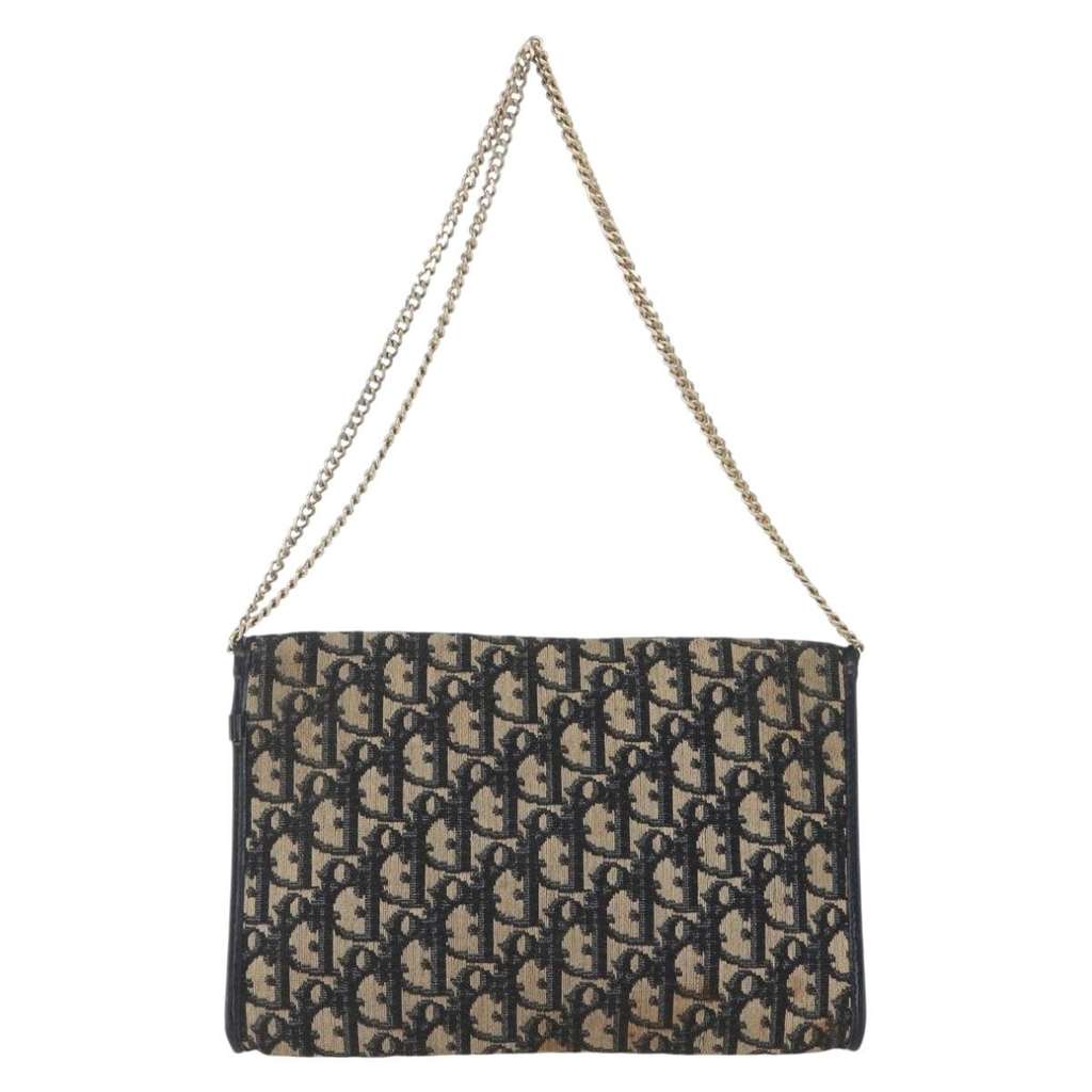 Christian Dior Vintage Trotter Shoulder Bag Navy Canvas Good condition - Back View