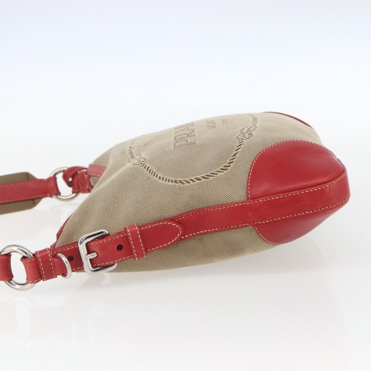 Prada Logo Zip Crossbody Bag Beige Canvas Good condition - Inside View