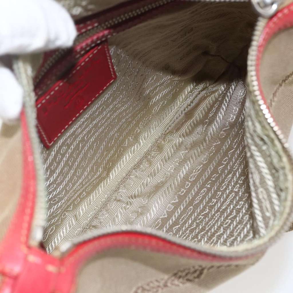 Prada Logo Zip Crossbody Bag Beige Canvas Good condition - Box View