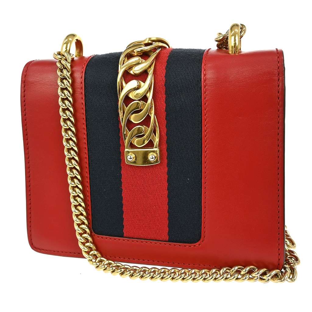 Gucci Sylvie Shoulder Bag Red Leather Good condition - Back View
