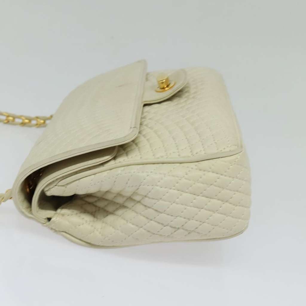 Bally Vintage Chain Shoulder Bag White Leather Good condition - Inside View