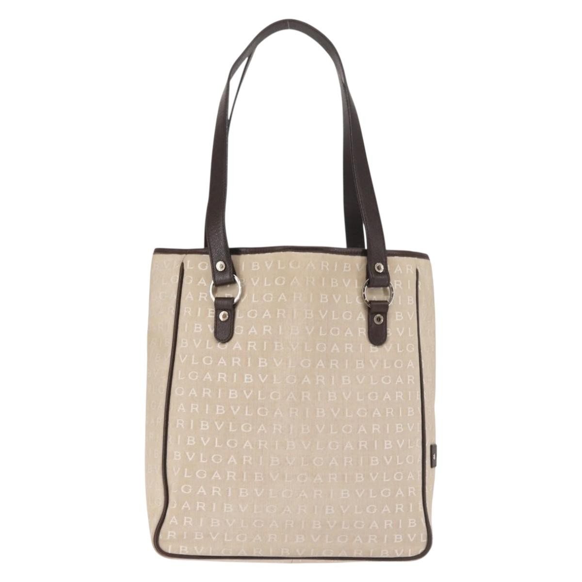 Bvlgari B.Zero1 Logomania Bag Beige Canvas Good condition - Back View