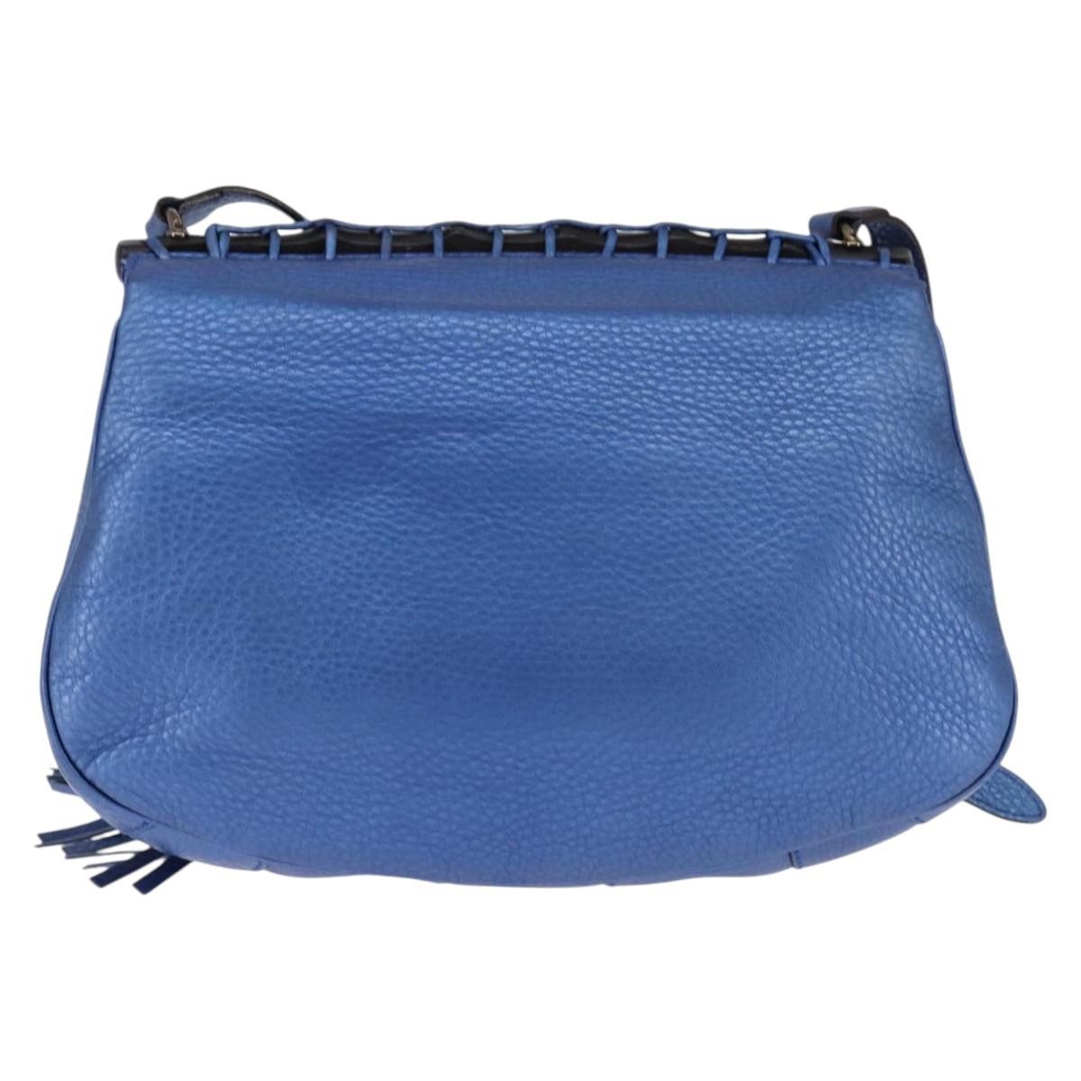 Gucci Nouveau Fringe Crossbody Bag Blue Leather Good condition - Back View