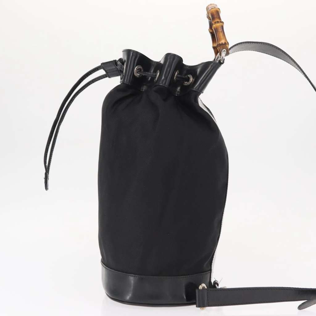 Gucci Vintage Bamboo Sling Backpack Black Leather Fair condition - Inside View